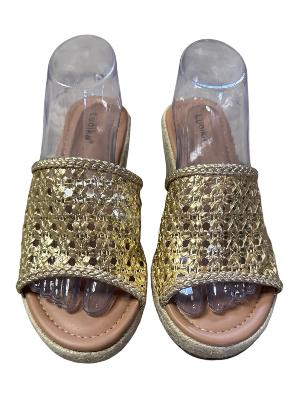 Gold Woven Wedge Slide Sandals - Unbranded Women Shoes